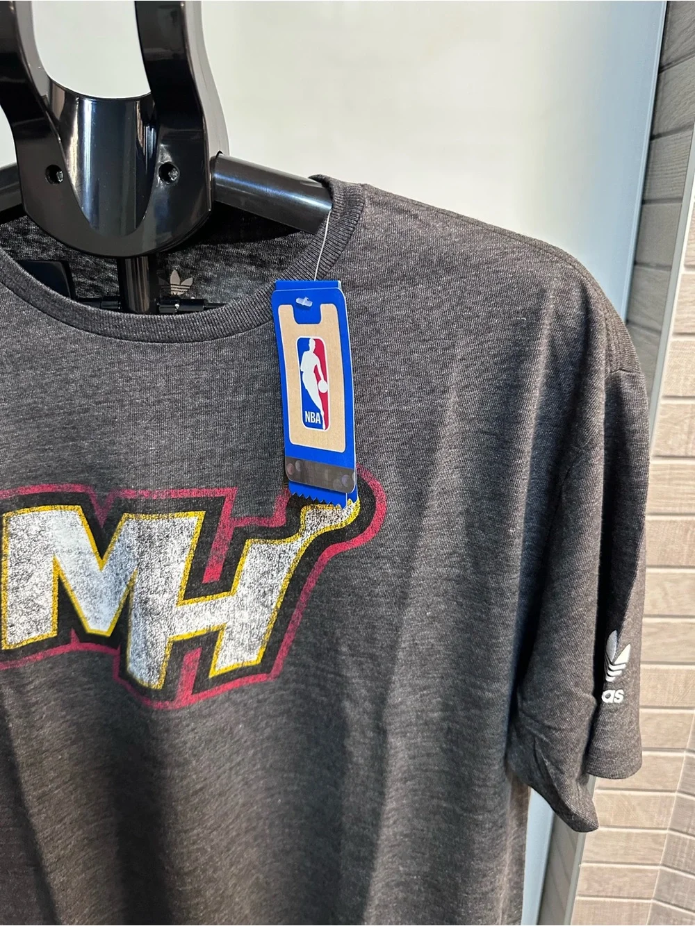 Adidas Vintage 2013 Official NBA Men's Charcoal Gray MH Logo Short Sleeve Tee